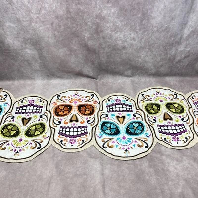 Sugar Skull Embroidered Table Runner 14" X 48" Cynthia Rowley Curious New York - Image 1 of 4