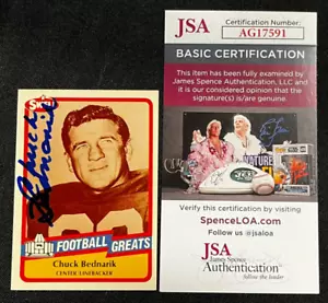 Chuck Bednarik hand signed 1989 Swell Philadelphia card #71 JSA COA AA D 1823C - Picture 1 of 2