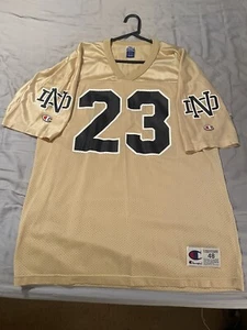 RARE VINTAGE CHAMPION NOTRE DAME FIGHTING IRISH GOLD FOOTBALL JERSEY - SIZE 48 - Picture 1 of 6