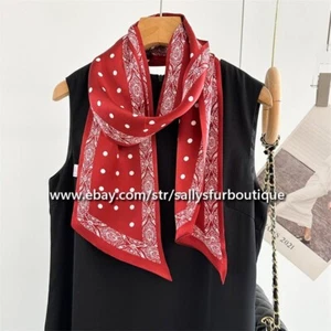 Sallys Satin Silk Oblong Scarf Paisley Ribbon 2 Layer Headband Necktie 150*16cm - Picture 1 of 29