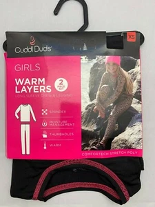 CUDDL DUDS $26 WARM LAYERS Top & Leggings 2 Pc Stretch PolyThermal Girl XS 4 / 5 - Picture 1 of 4