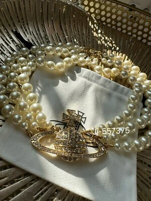 Vivienne Westwood  Three Rolls Pearl RELIEF CHOKER Gold Tone - Image 1 of 4