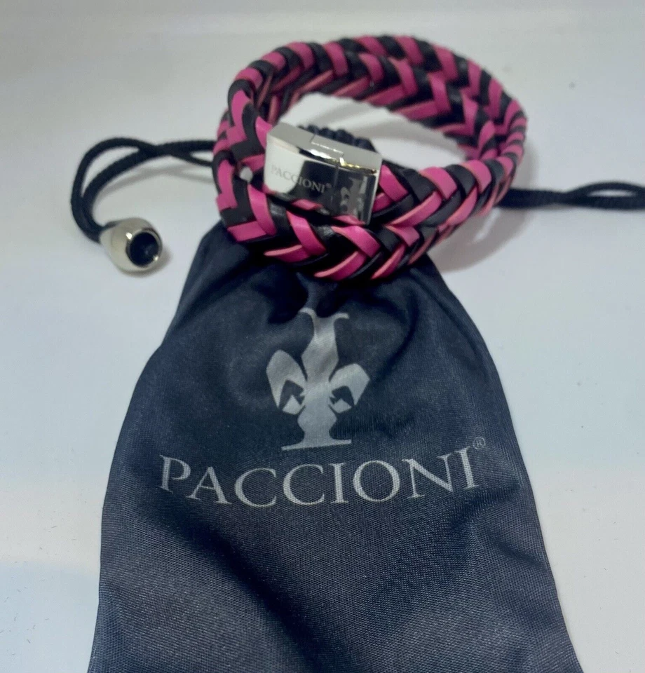 Pulsera de cuero negro y rosa cierre magnético de acero ventiladores Barbie Foto 1 de 4