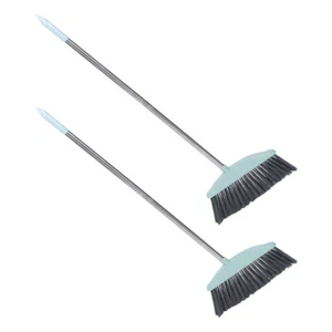 2pcs Floor Broom With Long Handle Stainless Steel Rod Broom Portable House - Picture 1 of 12