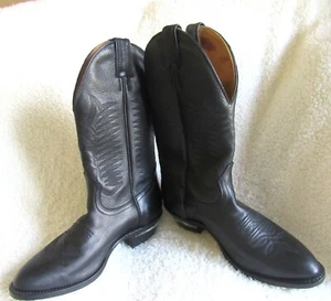 BOULET BLACK WESTER COWBOY BOOT MENS CANADA SIZE 7 1/2 5E VERY LITTLE WEAR - Picture 1 of 10