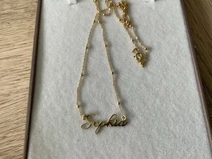 Sterling Silver Gold Overlay SOPHIA Name Ball Design Necklace R32L - Picture 1 of 3