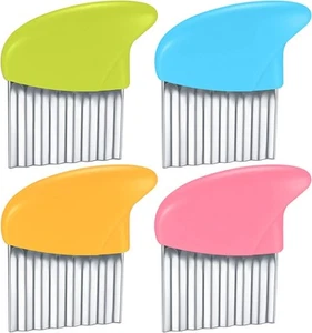 4 Pcs Crinkle Cutter, French Fry Potato Slicer Cutters, Stainless Steel Waffl... - Picture 1 of 7