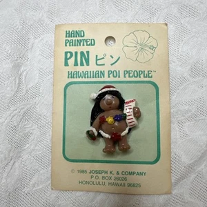 Vintage Hawaiian Poi People 1985 handbemalte Brosche Hawaii OVP - Bild 1 von 6