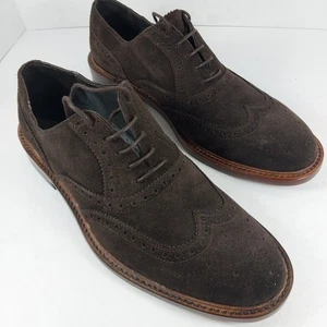 Zapatos casuales Kenneth Cole Wing Tip Oxford en ante gris para hombres 8.5M con cordones - Imagen 1 de 7