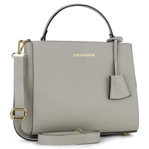 Strandfein Leder Handtasche ECHT LEDER Schultertasche in Grau Ledertasche NEU - Bild 1 von 5
