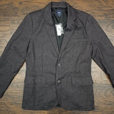 Gap Mens Medium Gray Tweed 2 Button Elbow Patches Jacket Sport Coat Blazer - Image 1 of 4