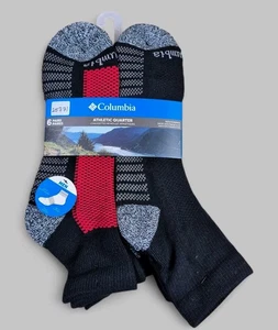 COLUMBIA Mens Socks 1/4 Crew Cushioned Arch Support 6 Pair Shoe Size 6-12 Black - Picture 1 of 3
