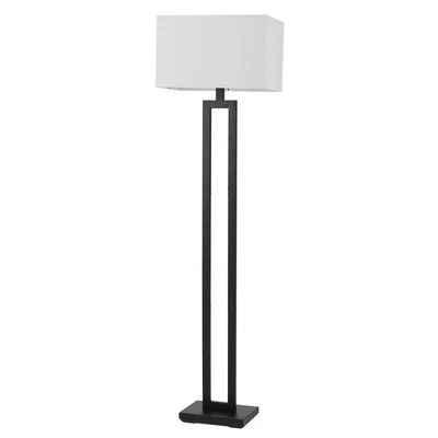 58" Matte Black Floor Lamp with White Linen Shade, On/Off Switch, Living Room... - Image 1 of 4