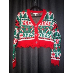 Ugly Christmas Sweater Xmas Cardigan Size Small Crop - Bild 1 von 3