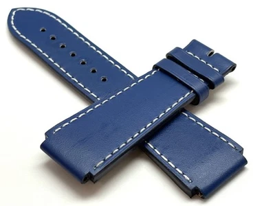 Correa de reloj OEM TECHNOMARINE de cuero engomado azul mate 20 mm/25 mm sin hebilla Foto 1 de 4