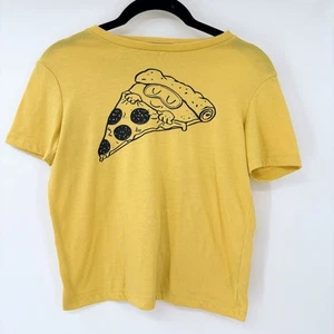 Old Navy Boys Pizza Sleep Shirt – Yellow Short Sleeve Size M (8) Graphic Tee - Picture 1 of 4
