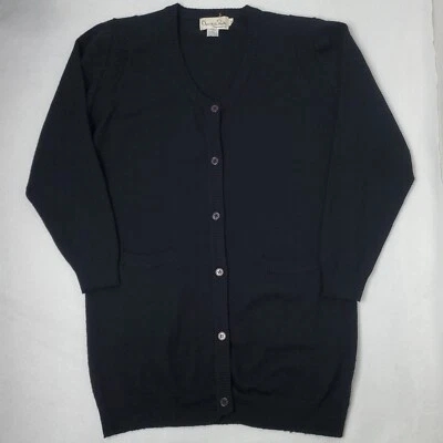 Cárdigan tejido vintage Oscar De La Renta negro de lana merino suéter para mujer S 90s Foto 1 de 4