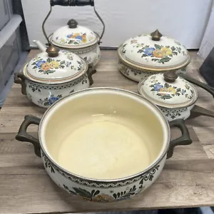 Vintage 9 Stück 1851 Asta German Floral Emaillegeschirr - Bild 1 von 12