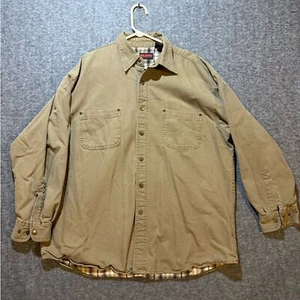 Wolverine flannel lined jacket mens XL tan brown plaid work barn chore snaps - Picture 1 of 9