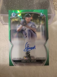 Cristian Mena 2023 Bowman Chrome 1st Green Wave Refractor Auto #/99 White Sox