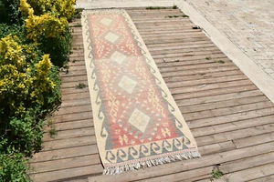 Turkish Rug 31''x113'' Oriental Vintage Runner 2x9 Corridor Kilim Hallway Rug - Picture 1 of 11