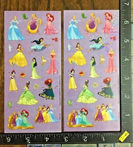 PRINCESS DISNEY CINDERELLA JASMINE & MORE, TWO SHEETS BEAUTIFUL STICKERS #STAR1 - Picture 1 of 2