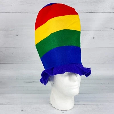 Disfraz Sombrero de Colección Arco Iris Orgullo Colores Rayas Vellón 12" Alto Talla Única  Foto 1 de 4