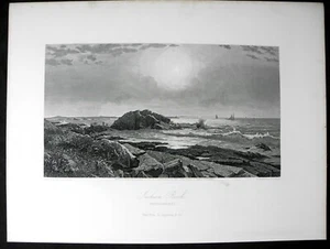 Indian Rock, Narragansett RI - 1873 Steel Engraving - William S. Haseltine - Bild 1 von 1