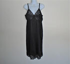 Vanity Fair One Piece Black Lace Full Slip Nightgown Lingerie Size 40 L Vintage