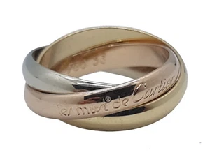 CARTIER VINTAGE TRINITY 18K TRI GOLD RING – SIZE 53 / SIZE 6.25 - AUTHENTIC - Picture 1 of 5