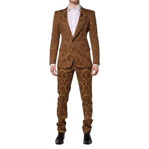 DOLCE & GABBANA Suit Brown Floral Jacquard SICILIA 2 Piece IT48/US38/M 5180usd - Picture 1 of 9