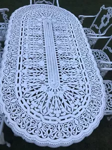 Shabby Chic Gartenmöbel Bistro Stühle Jugendstil Sitzgruppe Tisch Aluminiumguss - Bild 1 von 10