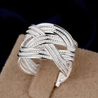 925 Silver Filled Open Adjustable Woven Rings Womens Retro Jewelry Xmas Gift