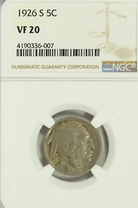 1926-S Buffalo Nickel : NGC VF20 - Picture 1 of 4