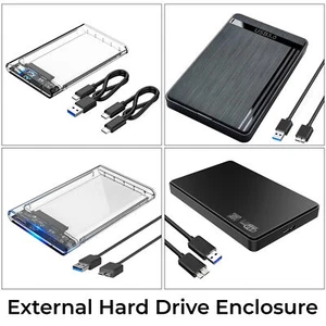Hard Drive Caddy Case Enclosure 2.5 Inch USB 3.0/3.1 SATA External Clear HDD SSD - Photo 1/16