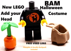 LEGO BAM Halloween Costume Set ADD YOUR HEAD Torso Legs Pumpkin Nap sack Bag - Picture 1 of 1