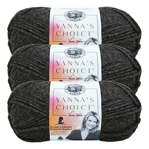 (3 Pack) Lion Brand Yarn 860-404E Vanna's Choice Yarn, Dark Grey Heather - Picture 1 of 6