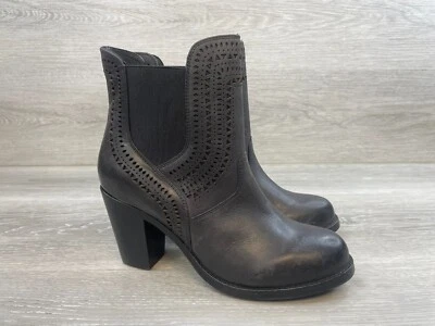 Ariat Womens Boot Black Leather 6 Cutout Western Cowgirl Block Heel Booties - Image 1 of 4