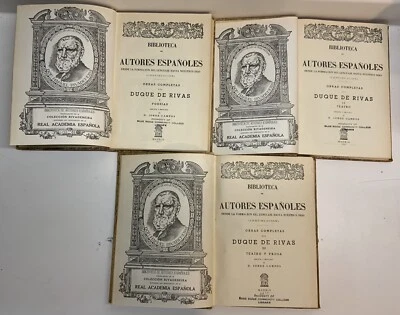 Biblioteca De Autores  Espanoles Obras Del Duque De Rivas Three Volumes - Image 1 of 4