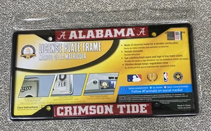 Fanmats NCAA Alabama Crimson Tide Black Metal License Plate Frame - Picture 1 of 2