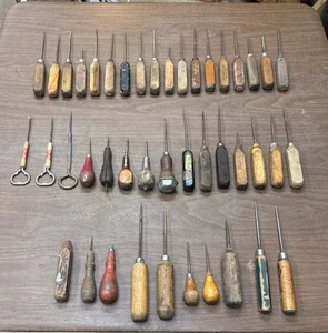 Lot of 43 Vintage Wood Handle Ice Picks, Unique Advertising, AWL - Picture 1 of 15