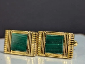 LANVIN Malachite Cufflinks Authentic - Picture 1 of 6