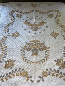 Cross Stitch Vintage Album Patriotic Quilt ALL HAND WORKED 1950S OR 1960S - Picture 1 of 11