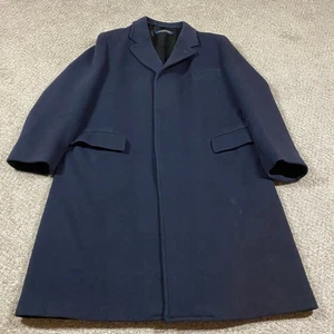 VTG Brooks Brothers Coat Mens 45R Wool Overcoat Car Jacket Navy Preppy Trench - Picture 1 of 12