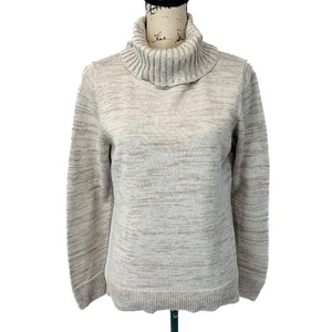 Peruvian Connection Women L 100% Pima Cotton Cowl Neck Sweater Slim Fit Marled - Picture 1 of 11