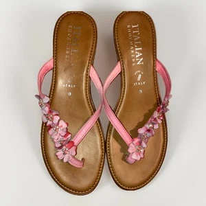 Calzolaio italiano rosa smilla sandalo perizoma pelle italiana strass fiori 9 - Foto 1 di 15