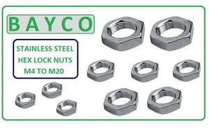 M4 TO M20 / 4MM TO 20MM STAINLESS HEXAGON LOCK NUT A2 ST/STEEL HALF NUT DIN439 - Picture 1 of 2