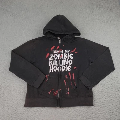 Moletom com capuz This Is My Zombie Killing Youth XL preto zíper completo roupa esportiva terror - Imagem 1 de 4