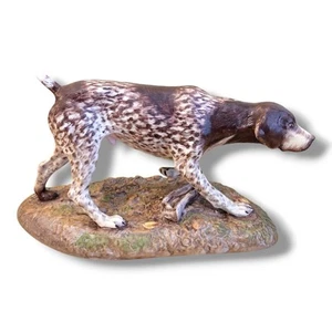 Estatuilla puntero alemana de pelo corto de porcelana Franklin 1982 vintage en punta - Imagen 1 de 17