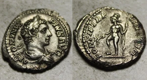 Rare genuine ancient Roman Silver coin denarius 205 Caracalla Mars branch spear - Picture 1 of 4
